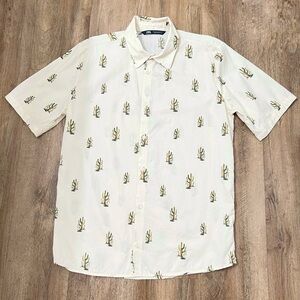 ZARA Button Down Dress Shirt with Cactus Pattern‎ Size Small